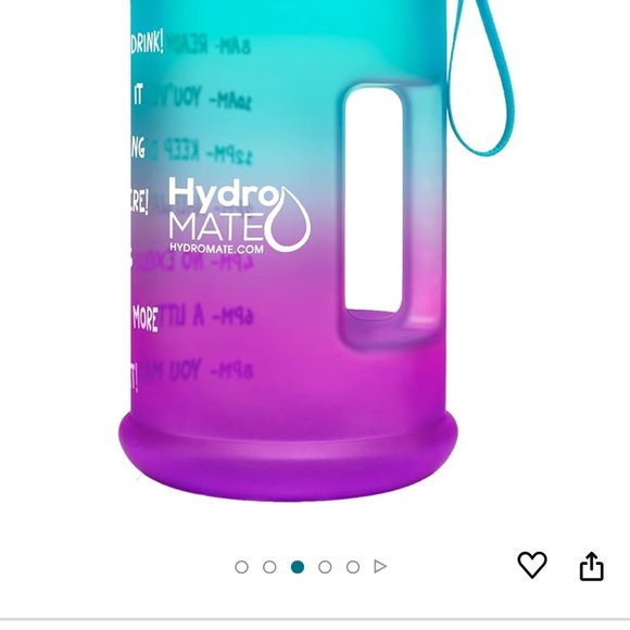 HydroMATE Water Bottle with Times to Drink BPA Free Leak Proof Handle 64 oz - Picture 3 of 6